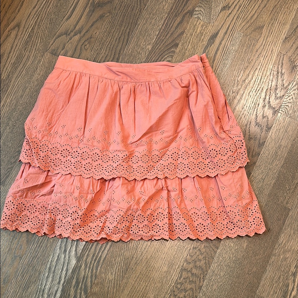 J. Crew Orange Tiered Mini Skirt Bubble Style